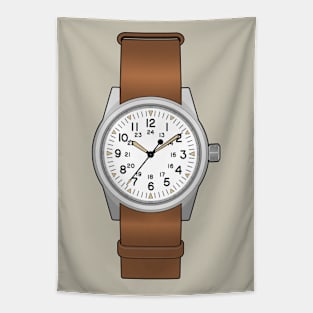 White Dial Military Watch Tapestry