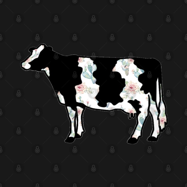 Watercolor Cactus Dairy Cow Silhouette  - NOT FOR RESALE WITHOUT PERMISSION by l-oh