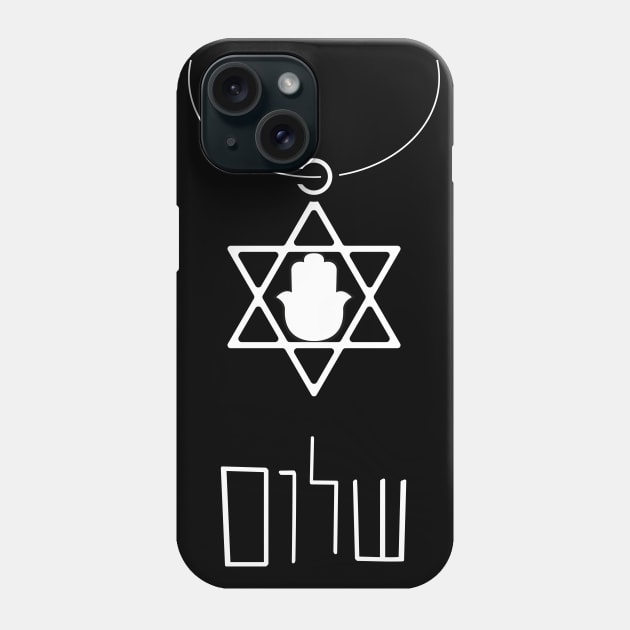 Mock Jewish Necklace - Star of David, Hamsa & Hebrew "Shalom" Phone Case by JMM Designs