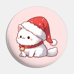 Cute Christmas White Kitty Pin