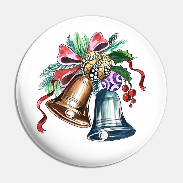 Christmas Bell Decorative Pin by Mako Design 