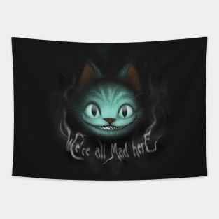 Cheshire shadows - We're All Mad Here - Dark Cat Grin Tapestry