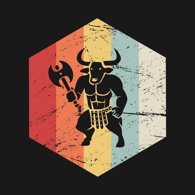 Retro Vintage Greek Mythology Minotaur Icon by MeatMan