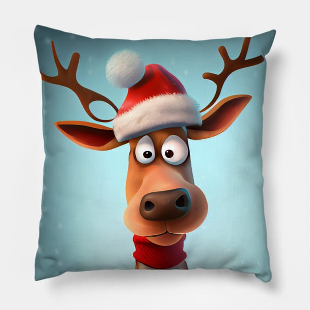 Funny Christmas Reindeer Pillow by KOTOdesign