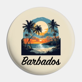 Barbados Sunset (with Black Lettering) Pin