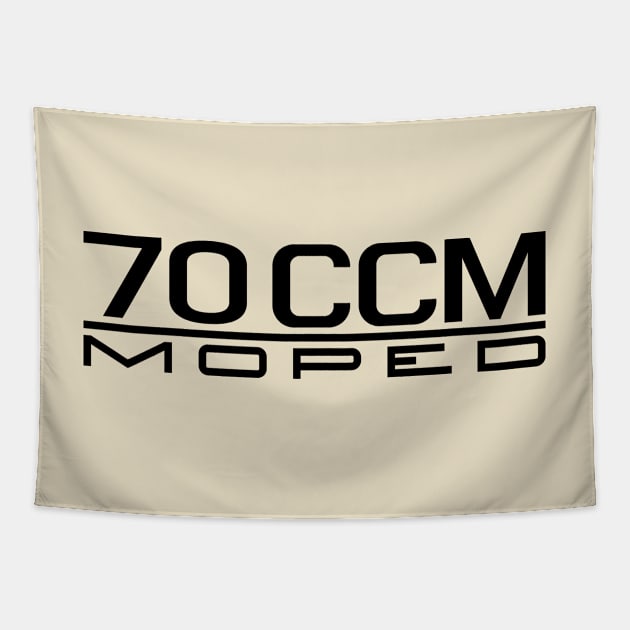 70cc Moped Emblem (Black) Tapestry by GetThatCar