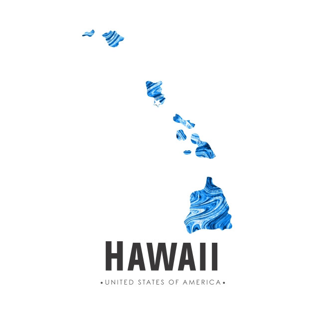 Hawaii state map abstract blue by StudioGrafiikka