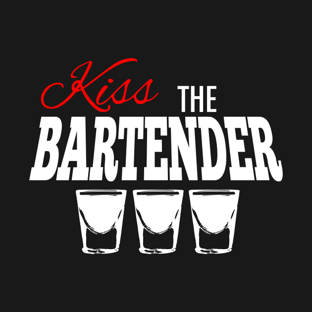 Kiss the Bartender Shot Glass in White Text by WordWind