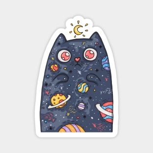 Cartoon cute cat with the universe inside Magnet