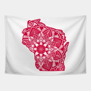 Red Wisconsin State Gift Mandala Yoga WI Art Tapestry