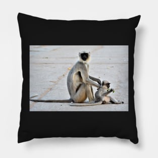 Monkey family in India Pillow