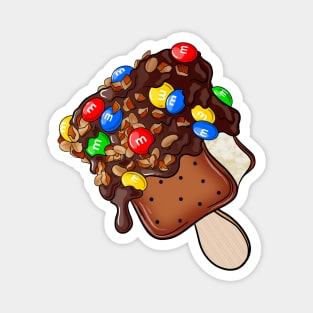 Chocolate Dipped Ice Cream Sandwich with Candies and Nuts Magnet