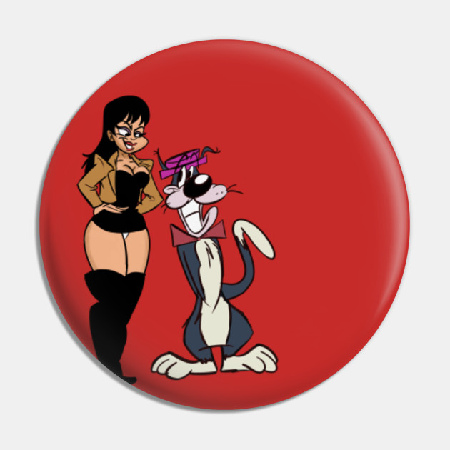 Cool Chick Meets Cool Cat Cartoon Animals Pin Teepublic