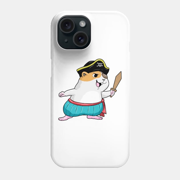 Hamster as a pirate with a sword Phone Case by Markus Schnabel