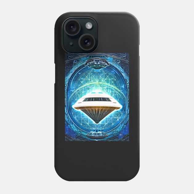 UFO Schematic Artwork - AI Generated Sci Fi Concept Art - Phone Case by AfroMatic