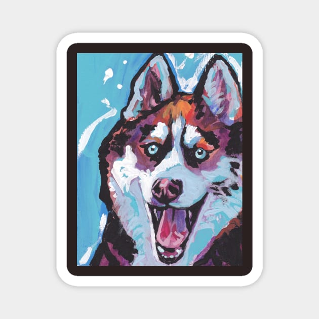 Siberian Husky Bright colorful pop dog art Magnet by bentnotbroken11