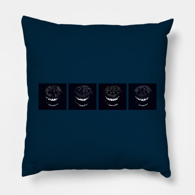 Four Faces of Rush - Roblox Doors Pillow by Atomic City Art