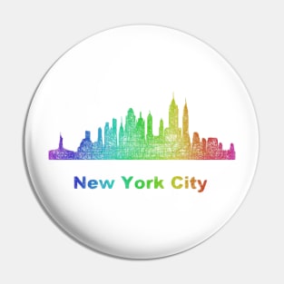 Rainbow New York City skyline Pin