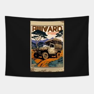 Safari pick up truck in the wild with big load Tapestry