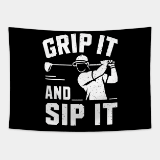 Grip it & Sip It Golf Player Tapestry