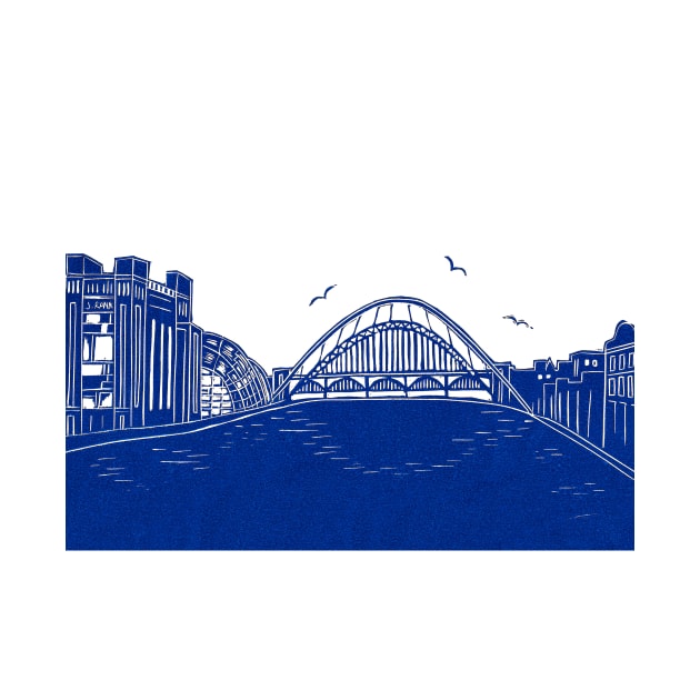 Newcastle Gateshead Quayside Linocut | Tyne Bridge | Baltic Arts | Sage by Maddybennettart