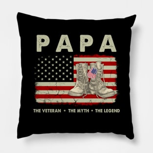 Papa The Veteran The Myth The Legend American Flag Pillow