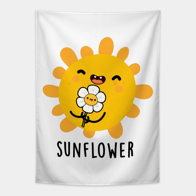 Sunflower Cute Sun And Flower Pun Tapestry by punnybone