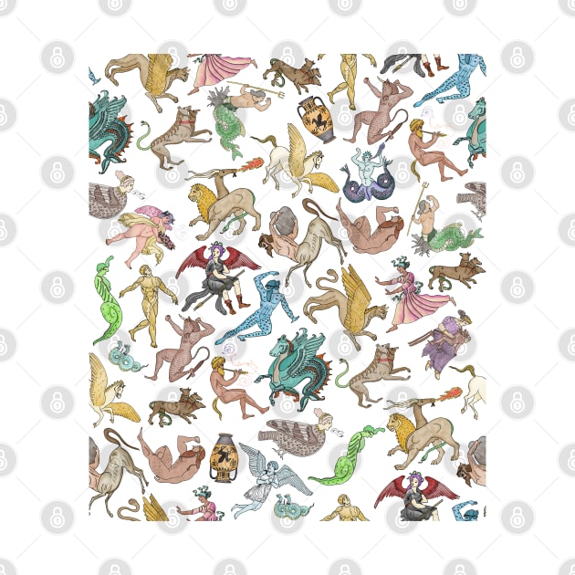 Ancient Greek Mythical Creatures repeating pattern by GreekMythComix