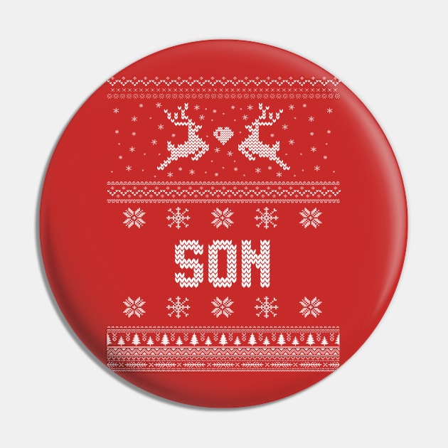 Son - Ugly Christmas Sweaters T-Shirt Pin by Wintrly