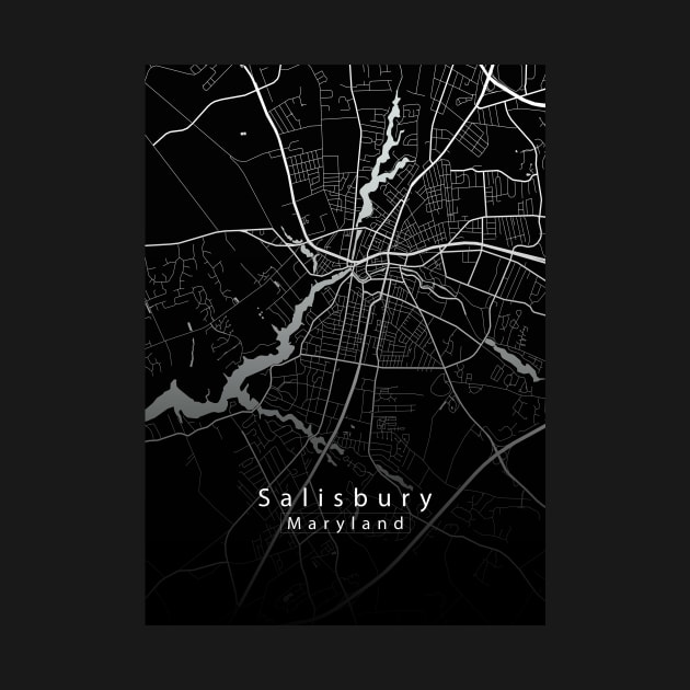 Salisbury Maryland City Map dark by Robin-Niemczyk