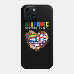 Hispanic Heritage Month All Countries Flag Heart Hands Phone Case