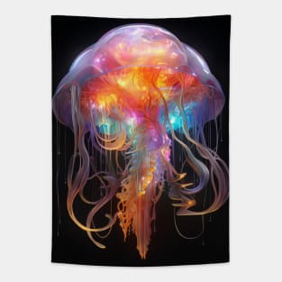 a jellyfish with colorful lights Tapestry