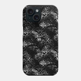 Distressed Black and White Floral Grunge Pattern Phone Case