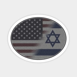 American and Israeli Flag Blended in Oval Magnet