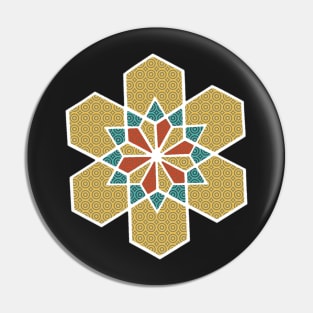 SNOWFLAKE GEOMETRIC DESIGN YELLOW RED BLUE STAR Pin