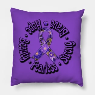 Purple Ribbon Support Awareness Pillow