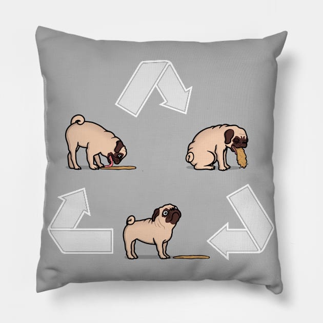 The Cycle of the Pug! Pillow by Raffiti