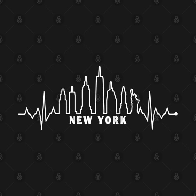 New York City Pulse Skyline EKG Heartbeat by TeeCreations