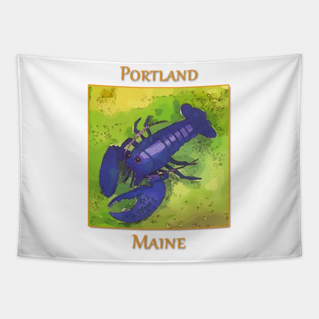 Portland Maine, Rare Blue Lobster Tapestry by WelshDesigns