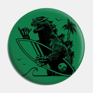 Godzilla Surfing Vintage Pin