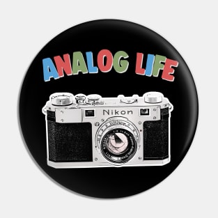 Analog Life / Camera Geek Gift Design Pin