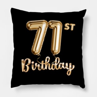 71st Birthday Gifts - Party Balloons Gold Pillow