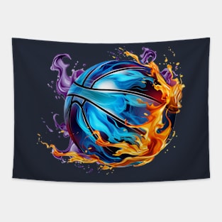 Abstract Burning Basketball Ball Tapestry