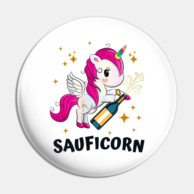 Sauficorn Lustiges Einhorn Sekt Party Frauen Pin by Foxxy Merch