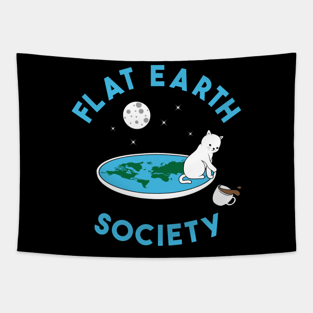 Flat Earth cat Tapestry by Bomdesignz