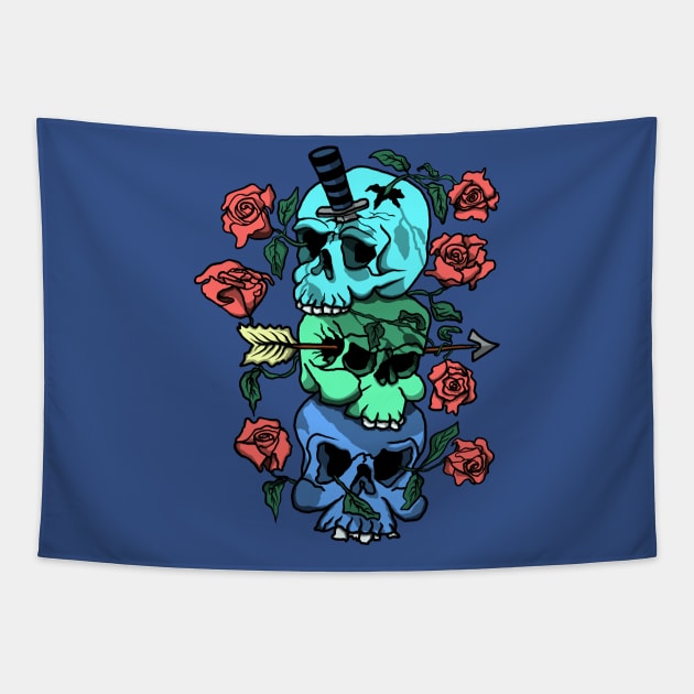 Skull totem Tapestry by BertanB