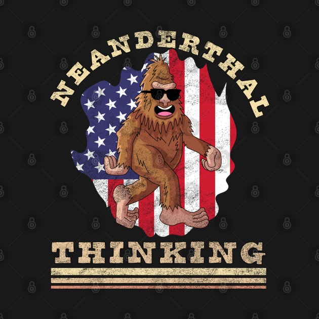 Neanderthal Thinking American Flag by OrangeMonkeyArt