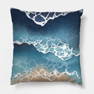 Waves Beach Illustration Pillow