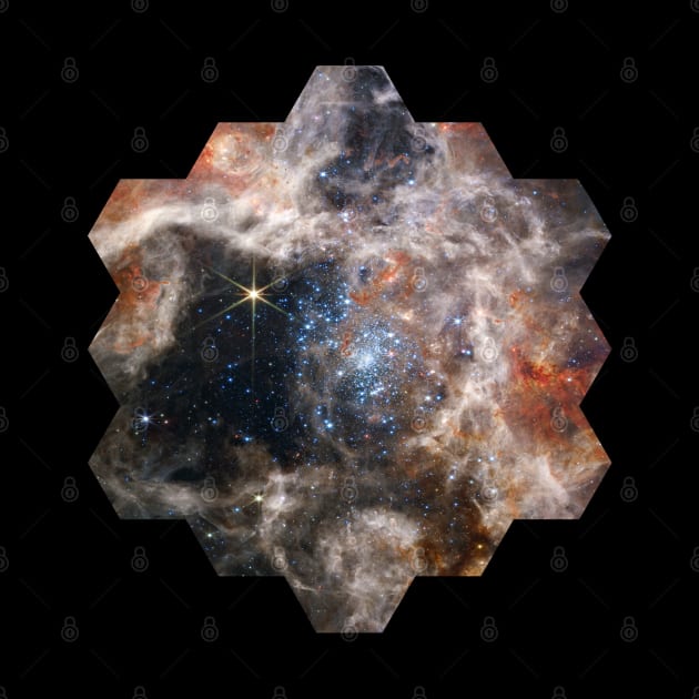 Tarantula Nebula JWST hexagonal shape Stars Galaxy Gorgeous by Brasilia Catholic