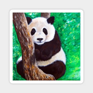 Panda in a Tree Painting Magnet